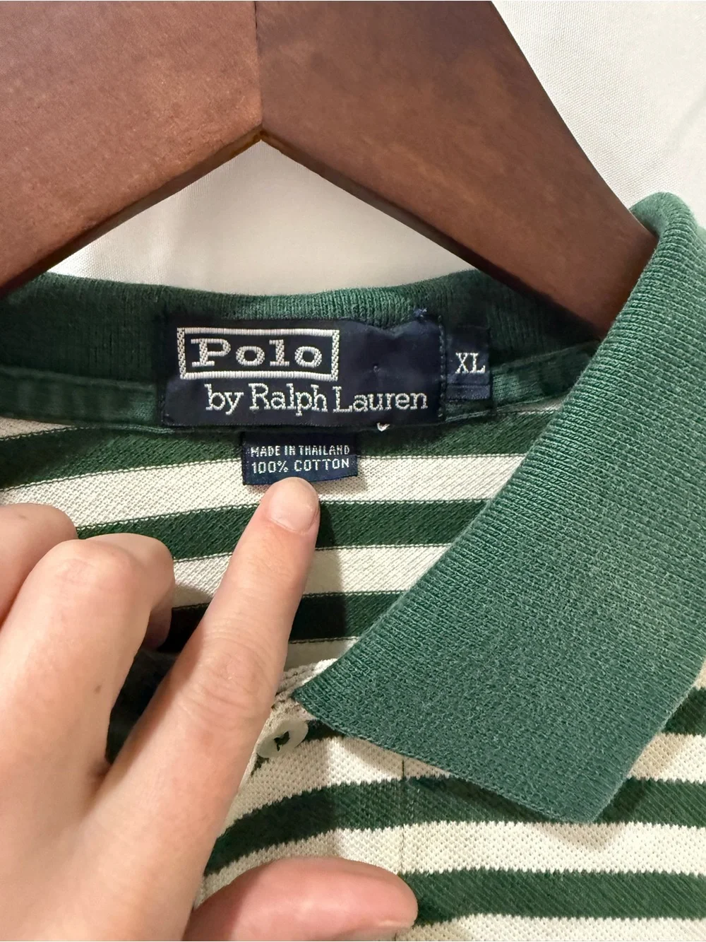 Ralph Lauren Green & Cream Striped Polo Shirt